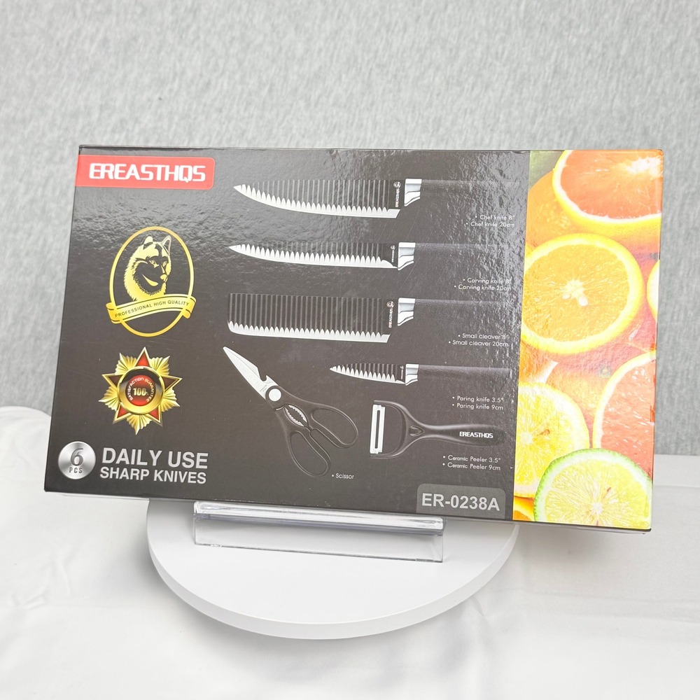 EREASTHOS 6 Piece Kitchen Knife Set ER-0238A Chef Carving Cleaver Peeler Scissor
